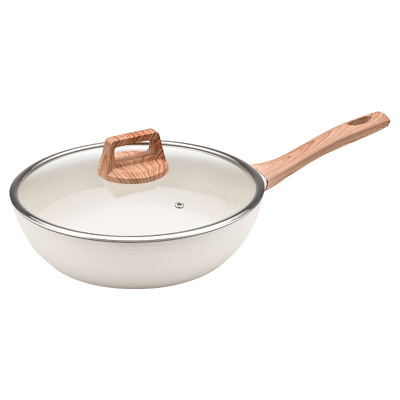 Aluminum Cookware Set with 12 Pieces - Includes Frying Pan, Wok, and Soup Pots with Wooden Handles for Home Kitchens