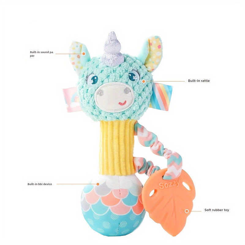 CEKCEK Plush Mermaid & Unicorn Toy for Young Children - Made of Soft Polyester, with Educational Rattle for Ages 0-1 - Great Gift for Birthdays, Christmas, Thanksgiving, or New Year