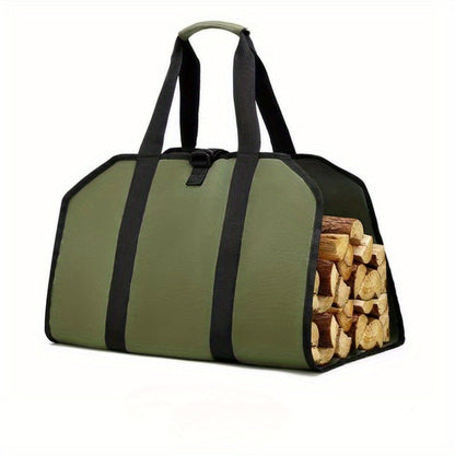 Sturdy Canvas Firewood Storage Bag with Large Capacity - Reliable Log Carrier for Indoor and Outdoor Fires, Robust Tote for Organizing Logs