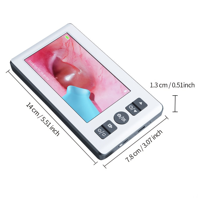 3.5mm Camera Ear Cleaning Tool with 4.3" IPS Screen, Rechargeable Battery, Photo & Video Functionality for Safe & Gentle Earwax Removal at Home