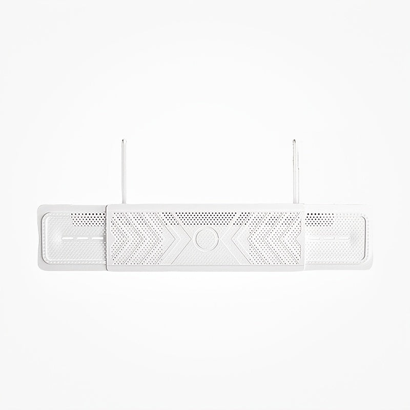 Adjustable airflow deflector with honeycomb ventilation, no power required. Stretchable AC outlet wind blocker for comfortable indirect airflow control. 3-in-1 accessory.