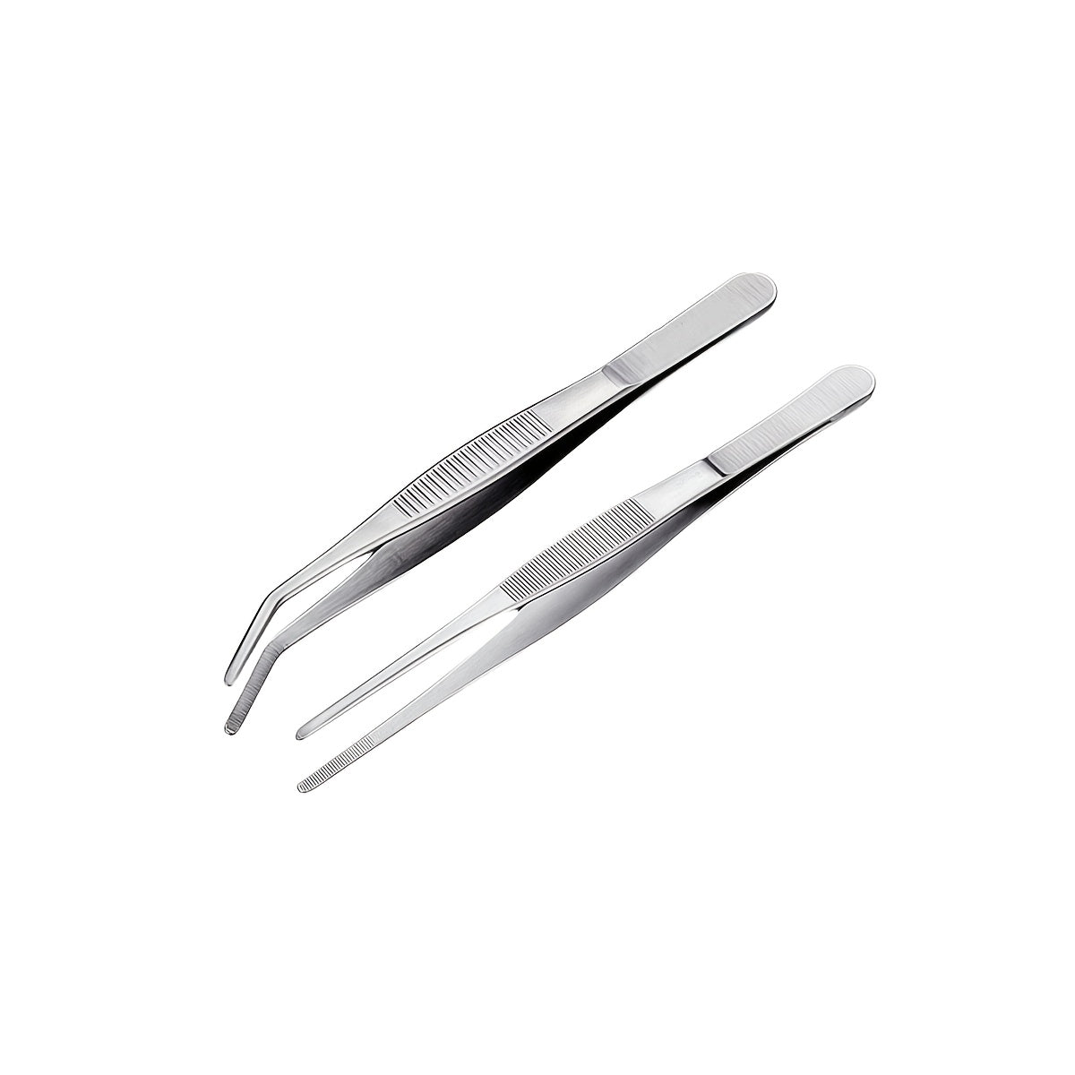 2pc Stainless Steel Tweezers Set for cooking, grilling, bonsai, jewelry making - long, durable, anti-slip home and office tools.