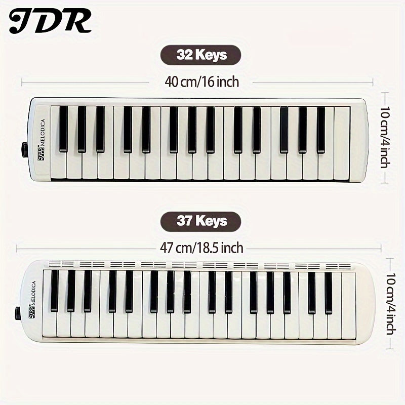 JDR 32/37 Professional Melodica with Premium ABS Hard Case - Portable Wind Instrument for Beginners, Students, and Performers - White/Black Options