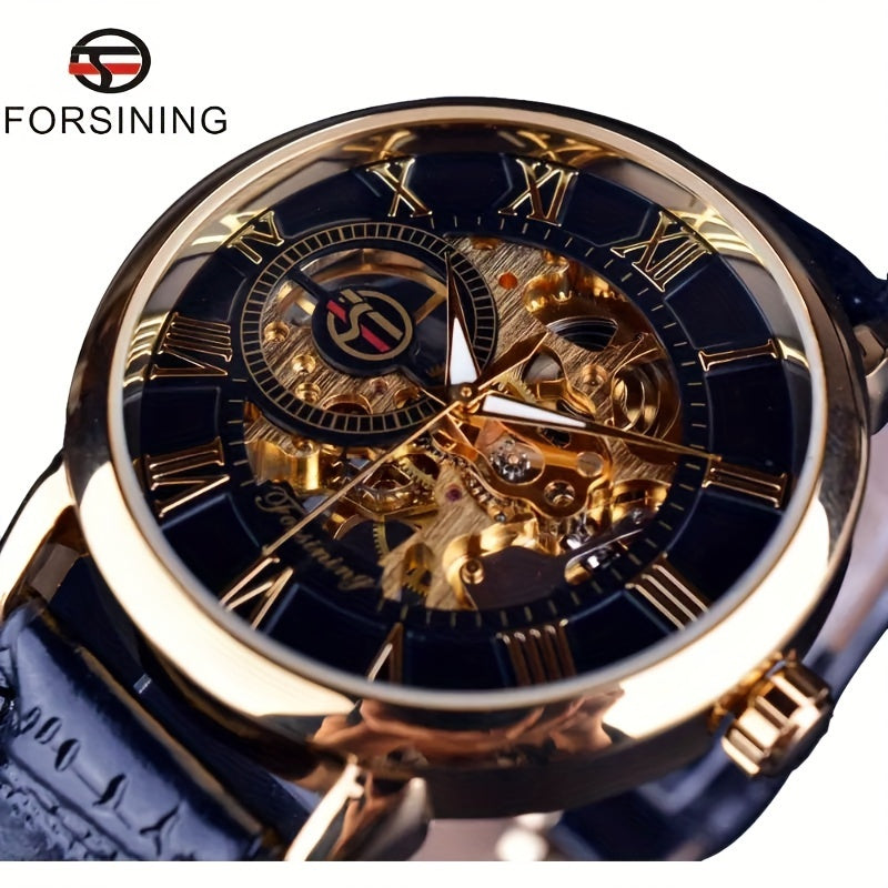 Luxury men's watch with unique hollow design and manual mechanical movement. Popular among young male students, made by Korean brand, perfect for gifting. Model 099h.