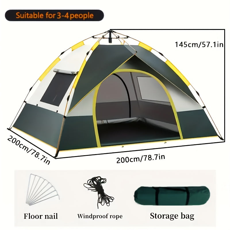 Быстрораскладывающаяся автоматическая палатка - UV защита, водонепроницаемая и москитная, вмещает 6 человек - Идеально для кемпинга, пляжа, парка