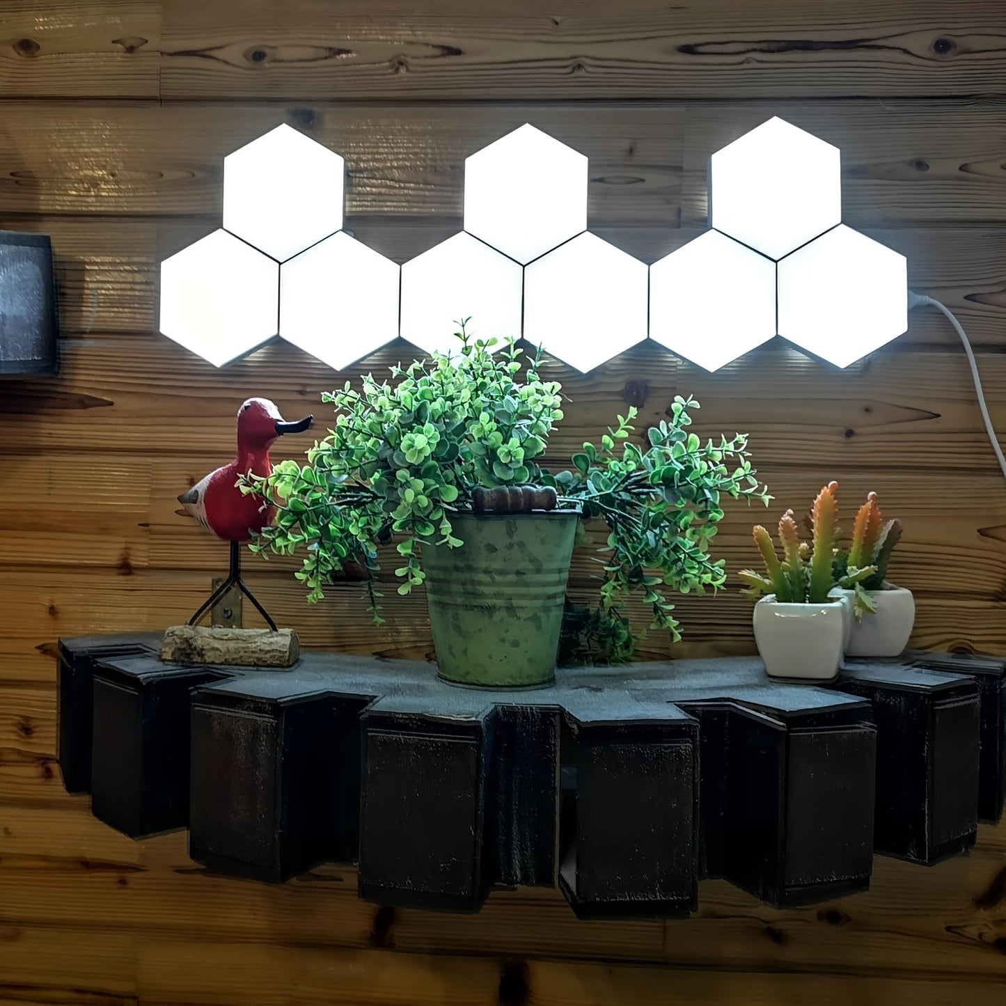 Touch control hexagonal LED wall light with touch night light, energy efficient and easy to use.