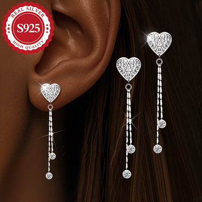 These earrings are made of high-quality S925 silver and feature a long tassel design that adds a super shiny touch. They are both elegant and stylish, with a delicate and cute look that is perfect for wearing at music festivals or for daily wear. They