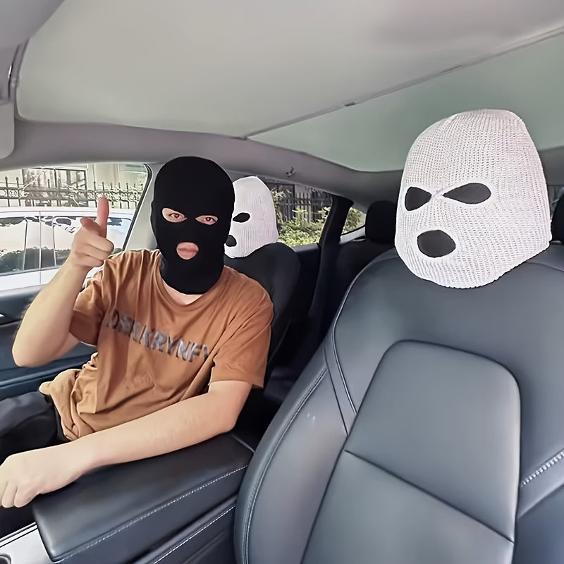 Stay warm and stylish this winter with the 1pc Knitted Ski Mask. This cool headgear balaclava is suitable for both men and women, perfect for Halloween horror spoofs or as a fun car decoration.