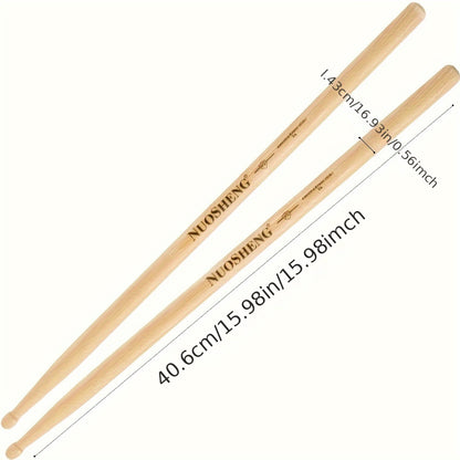 NUOSHENG Premium Maple Wood 5A Drumsticks, Adult Size for Jazz and Snare Drums - Pair