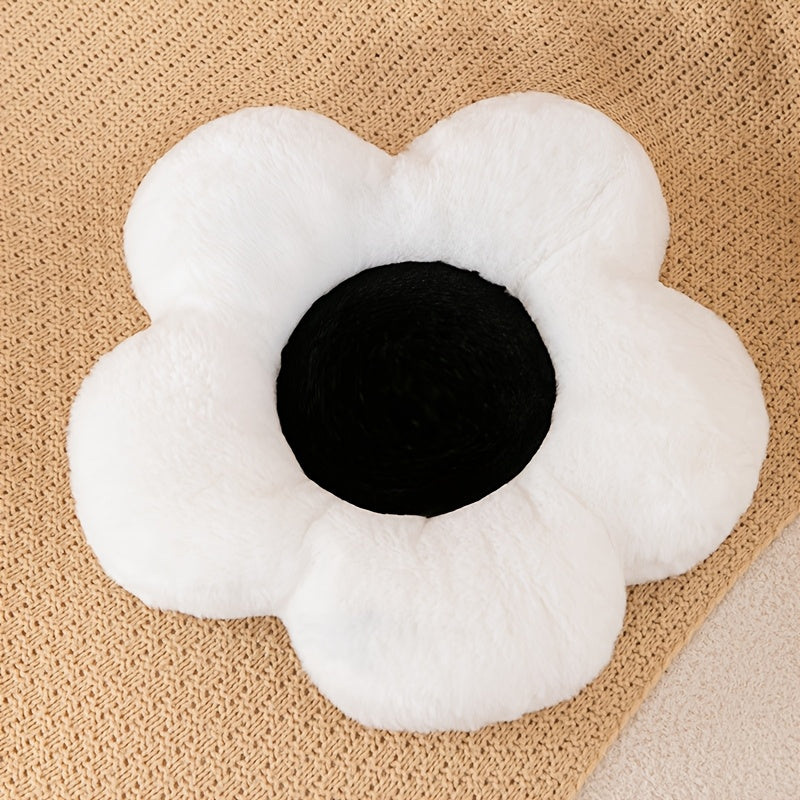 Soft, flower-shaped plush back support cushions made of polyester knit fabric in multiple colors for a cozy home, office, and car, suitable for elderly individuals.