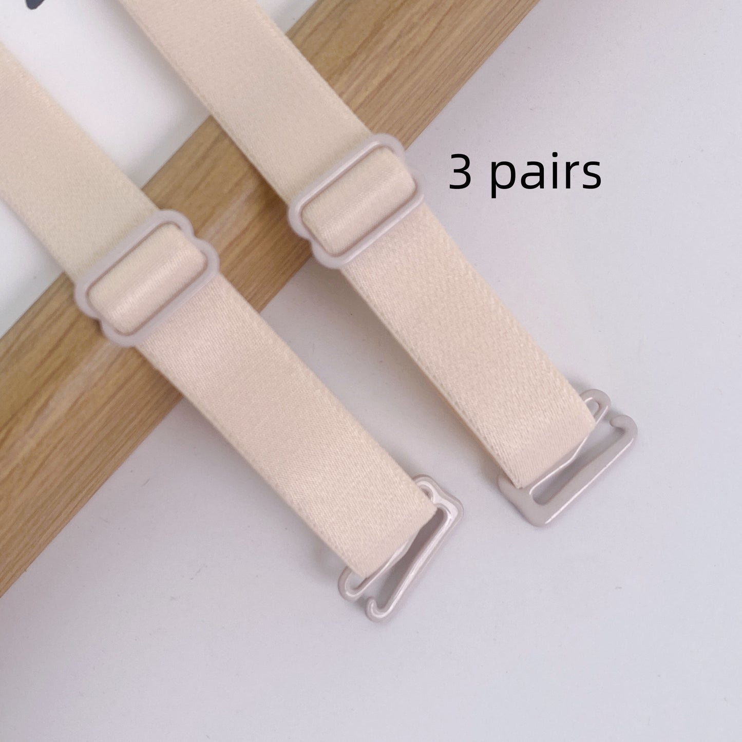 3 pairs of plain non-slip, adjustable shoulder straps for women's lingerie and underwear.