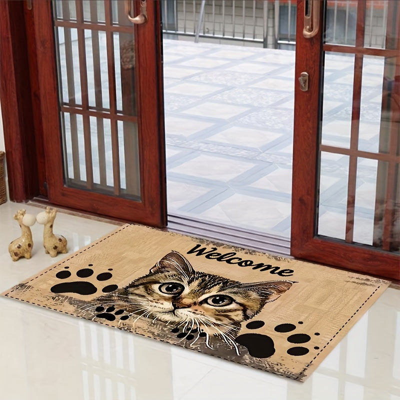 This Non-Slip Polyester Doormat with Cat Design is Both Stylish and Functional. Machine Washable for Easy Care, this Rectangle Indoor Entrance Rug is Perfect for the Kitchen, Living Room, Bedroom. A Decorative Floor Mat that will Welcome You Home.