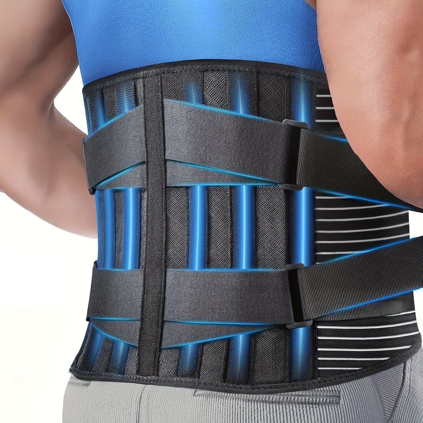 Breathable adjustable lumbar support belt for men and women, dry clean only.