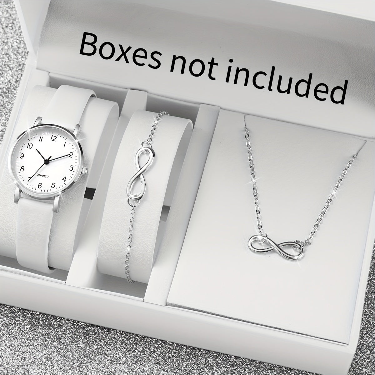 Elegant and minimalist digital dial quartz wristwatch with jewelry (3pcs/set), watch box not included.