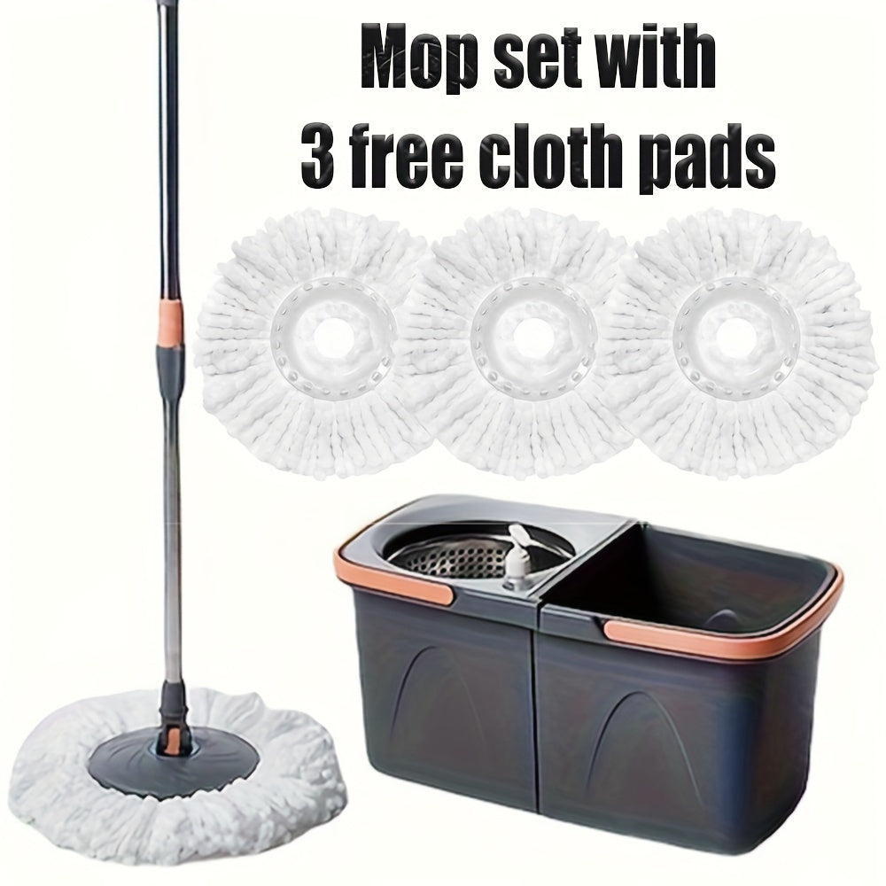 EasyWring Spin Mop & Bucket System includes 1 set with 3 reusable microfiber pads. The hands-free system features a stainless steel handle, making it ideal for hardwood, tile, and laminate floors. It can be used for both wet and dry cleaning, dust