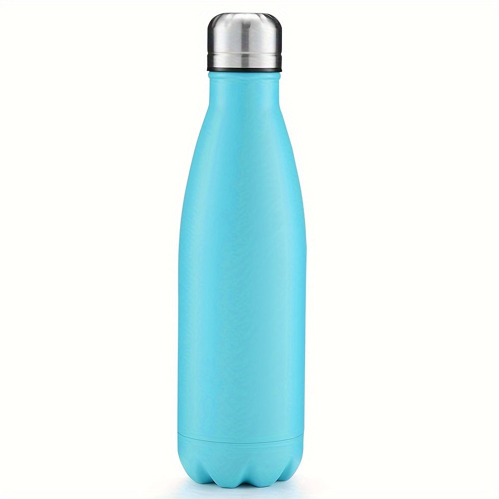 Customized stainless steel water bottle, 17oz, leak-proof, BPA-free, oval shape, insulated for gym, office, and outdoor use, hand wash recommended.