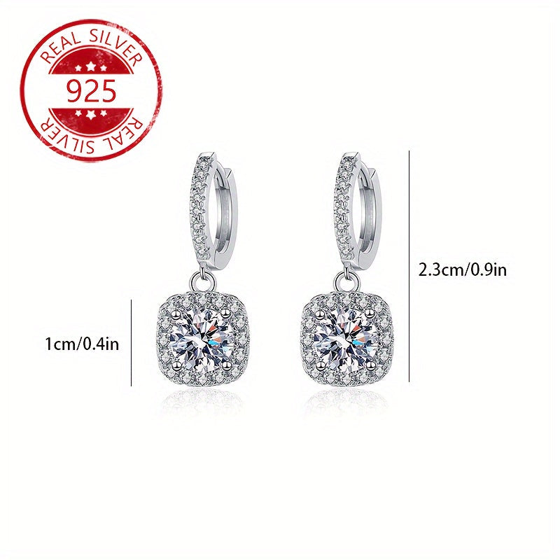 Stylish 925 Sterling Silver Geometric Tassel Pendant Earrings, Square Drop Earrings for Sensitive Ears, Ideal for Everyday Wear and Gifting on Valentine's Day, Birthdays, or Special Occasions, Simple yet Luxurious Design, Perfect for Ear Piercings and