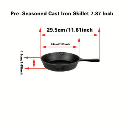 This 4-Piece Set of Cast Iron Skillets is Pre-Seasoned and Must be Hand Washed. Suitable for Indoor and Outdoor Use, Compatible with Grill and Stovetop. Set includes Chef Sizes 25.4cm, 20.32cm, 15.24cm, and 10.16cm with Cast Iron Handles.