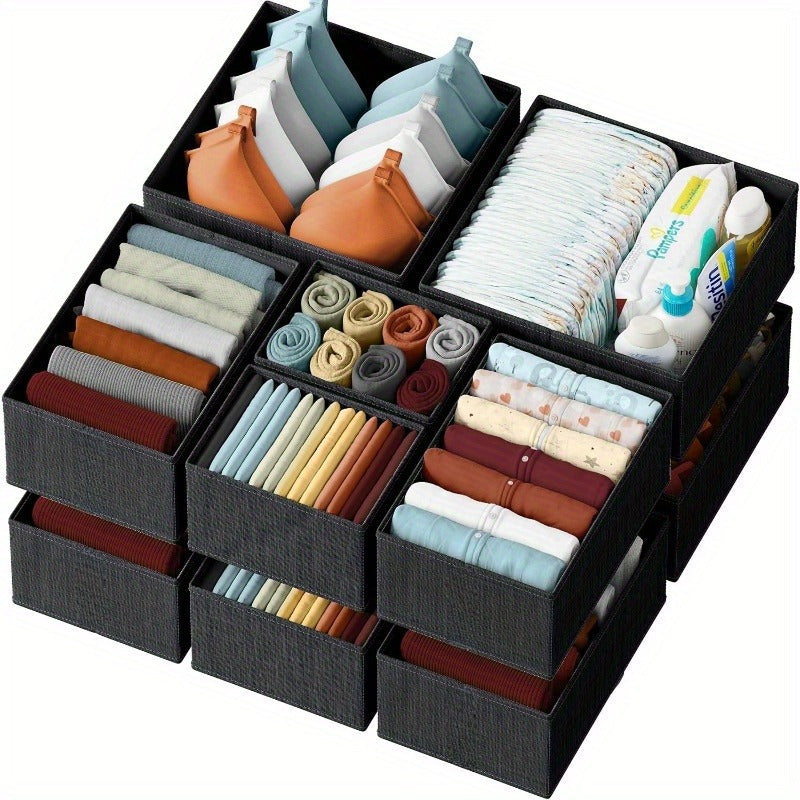 Organize your dresser with ease using this set of 12 white-grey Drawer Organizer Clothes. Perfect for a nursery, bedroom, or closet, this organizer is ideal for storing baby clothes and maintaining general nursery organization. Keep your dresser drawers