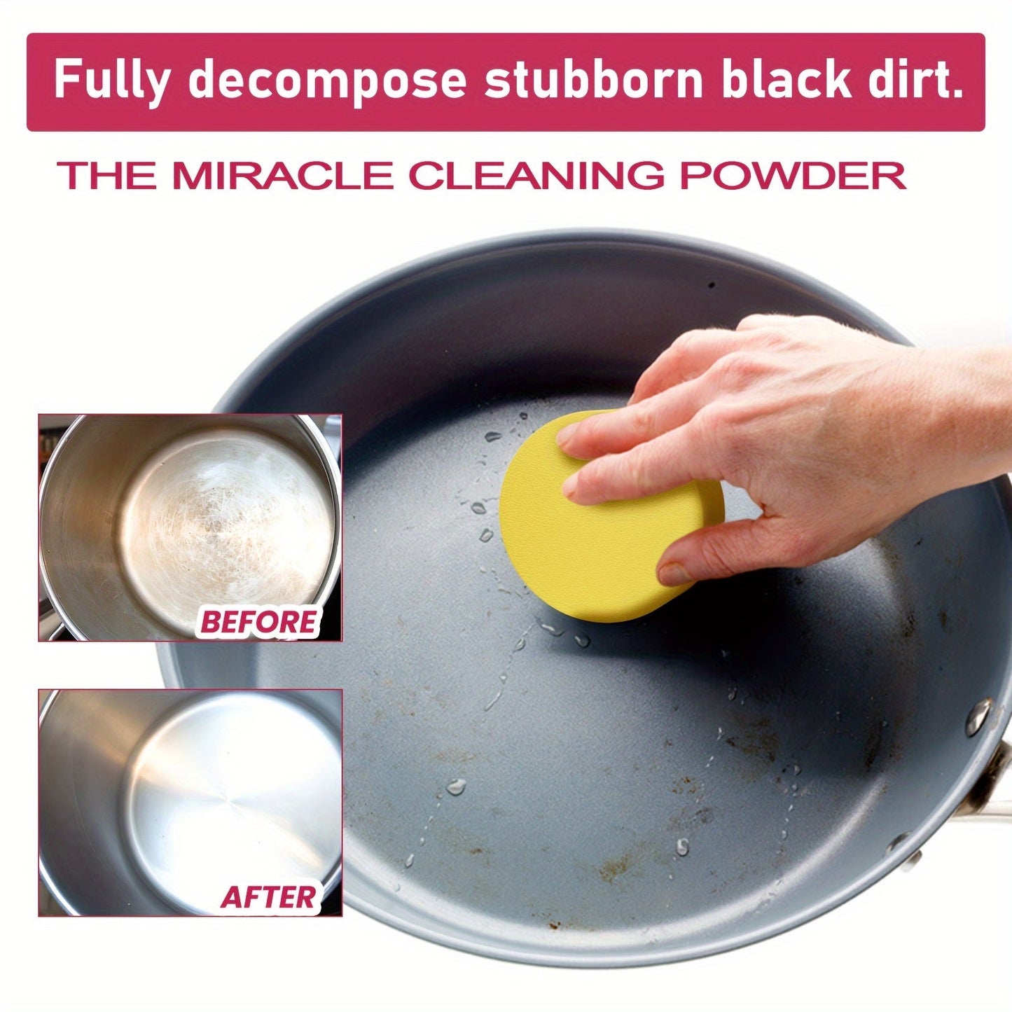 Experience the transformative power of Jakehoe Pink Stuff Miracle Cleaning Powder with this convenient 2 pack! Specifically designed for metal surfaces, this low odor formula uses citric acid to provide deep cleaning for your range hood, stovetop, and