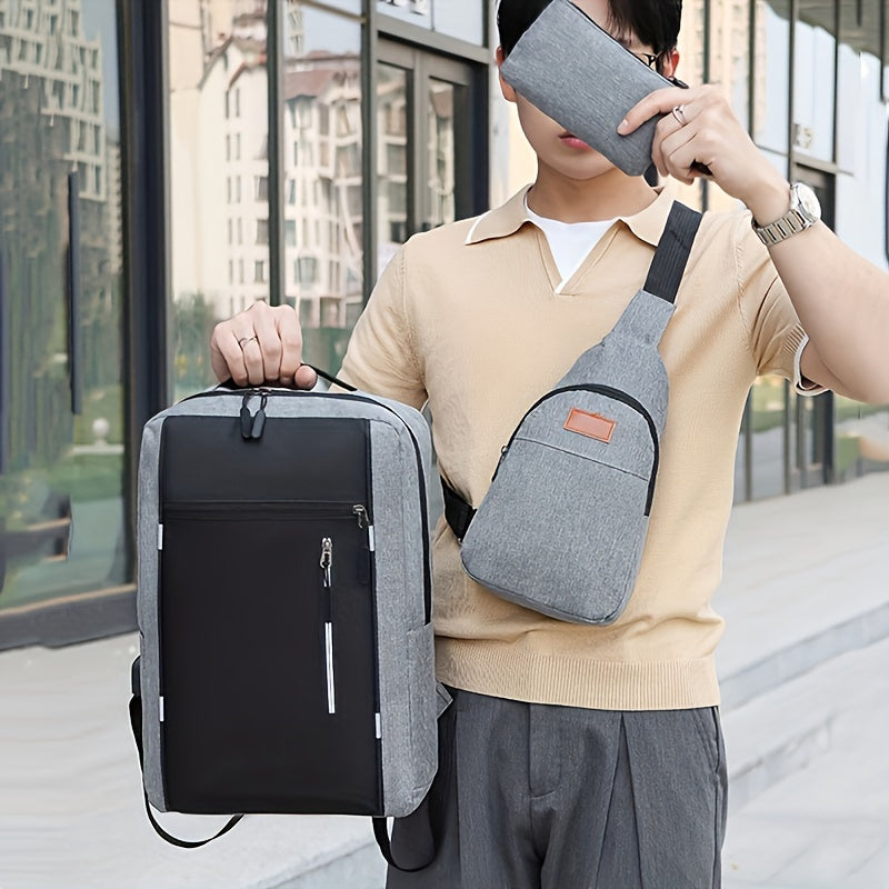 Business Oxford Cloth Shoulder Bag with Computer Backpack for Travel and Commuting School.