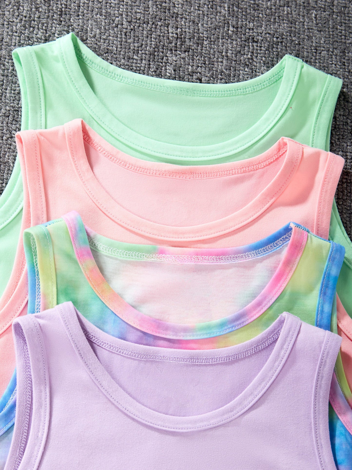 4 BlueSailor Love Heart Print Tank Tops - Vibrant Multicolor Polyester & Elastane Blend, Crew Neck, Non-Transparent - Perfect for Summer Casual Wear