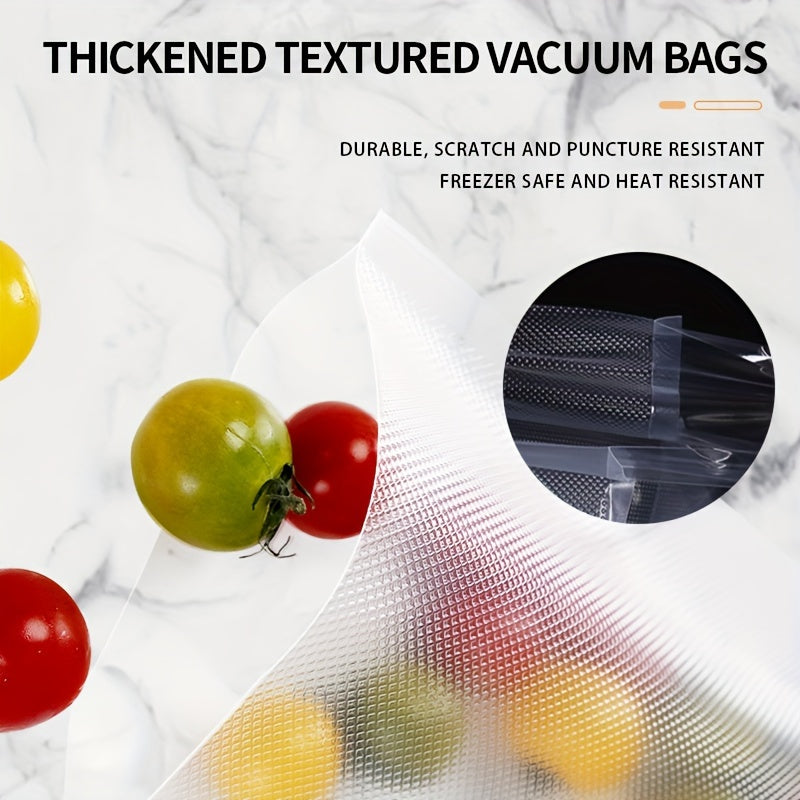 Essential for any kitchen, this roll of premium vacuum sealer bags is ideal for preserving food with its food-grade, BPA-free material. Safe for sous-vide cooking and microwave defrosting, these durable bags are also reusable and recyclable. Compatible