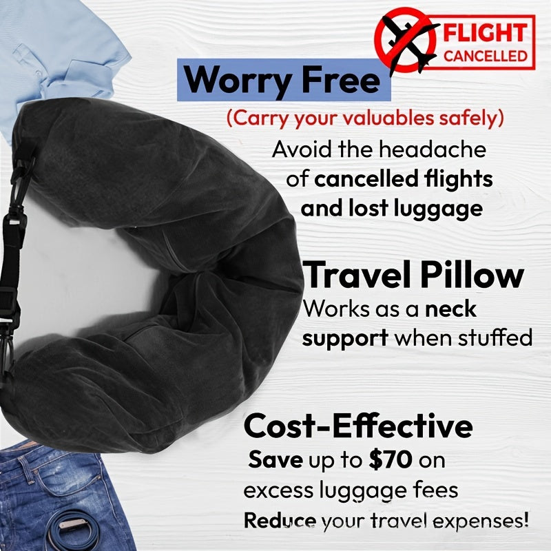 Stay comfortable and well-rested while traveling with the Dutch Fleece Adjustable Travel Neck Pillow. This versatile pillow features a long zipper for easy storage, allowing you to carry extra luggage with ease. Enjoy maximum comfort and convenience on