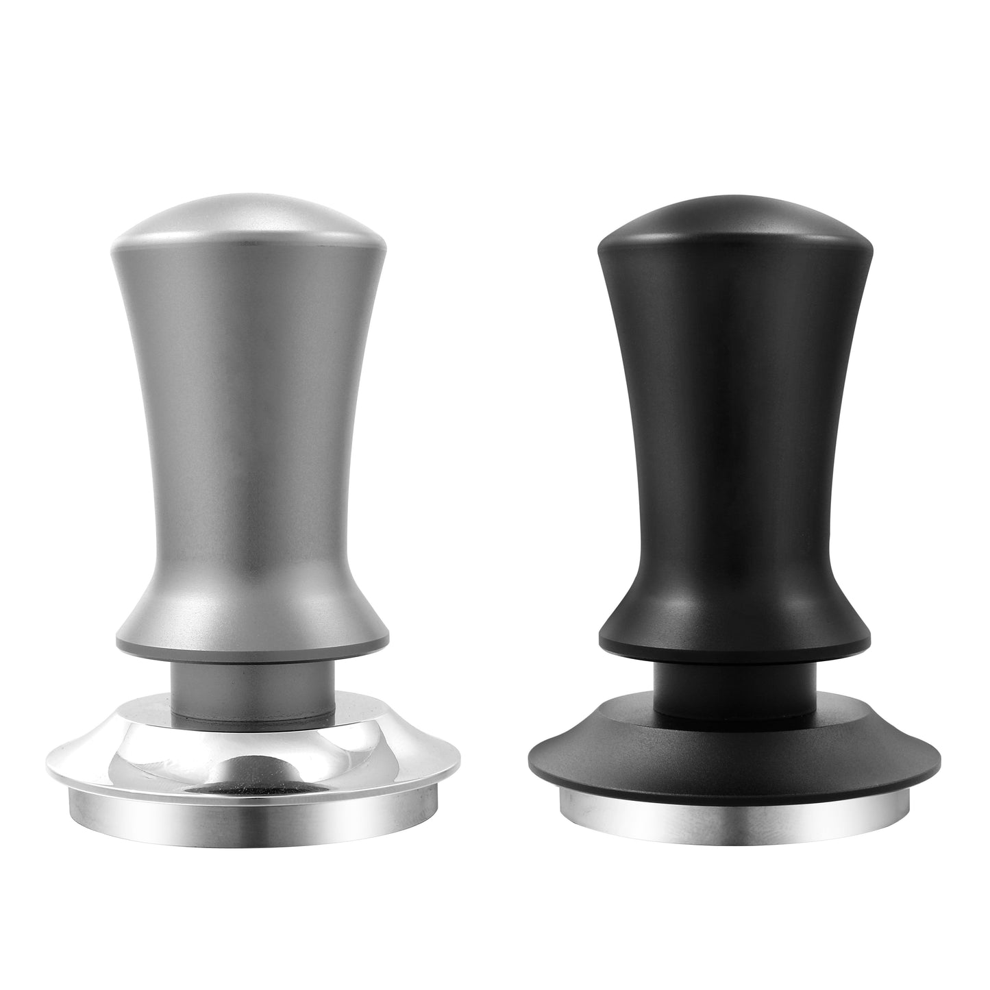 Espresso Tamper Set includes 51/53/58mm sizes, designed for professional baristas. Features spring loaded mechanism and stainless steel base compatible with Rancilio, Gaggia espresso machines.