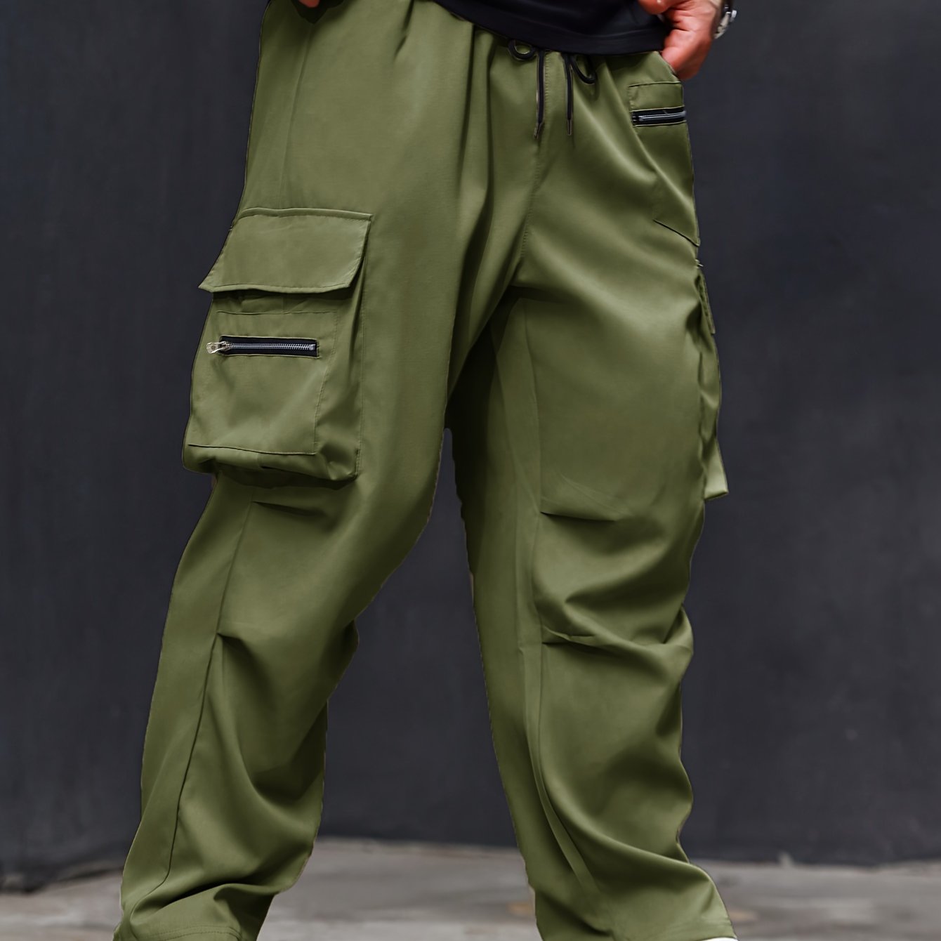 Plus size men's cargo pants with athletic and casual style, regular fit and pockets.