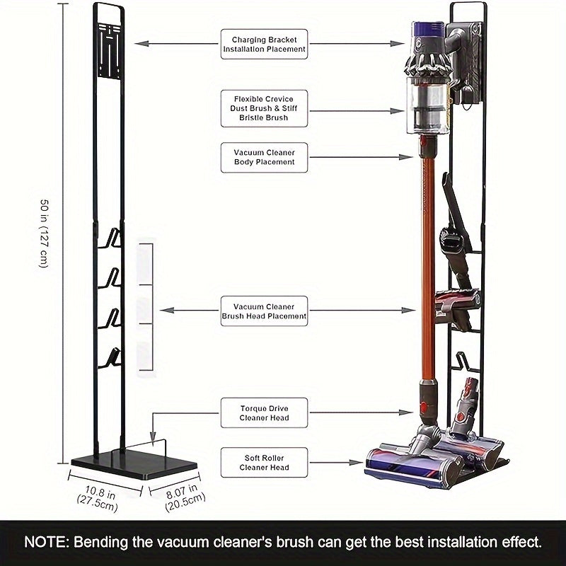 Крепление для зарядки на стене для эффективного хранения - металлическая подставка совместима с беспроводными пылесосами Dyson V15, V11, V12, V10, V8, V7, V6, DC30, DC31, DC34, DC35, DC58, DC59, DC62 и аксессуарами.