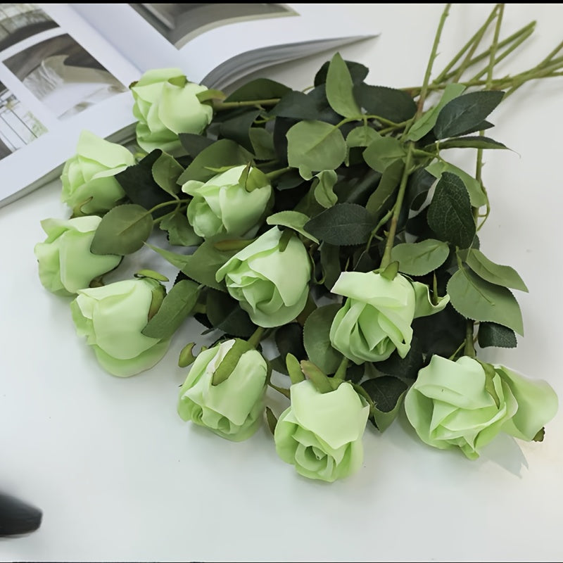 10 Artificial roses with stems for DIY party decorations and home décor. Perfect for weddings, birthdays, showers, Mother's Day, or Valentine's Day.