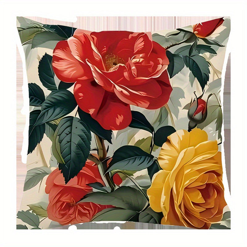 This double-sided, zippered polyester cushion case features a chic French-inspired floral design. The cover is vibrant, machine washable, and soft & cozy for home decor. Does not include insert.