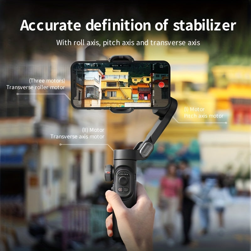 AOCHUAN XE 3-Axis Handheld Gimbal Stabilizer for Smartphone Video Recording, Compatible with iPhone, Xiaomi, and Samsung.