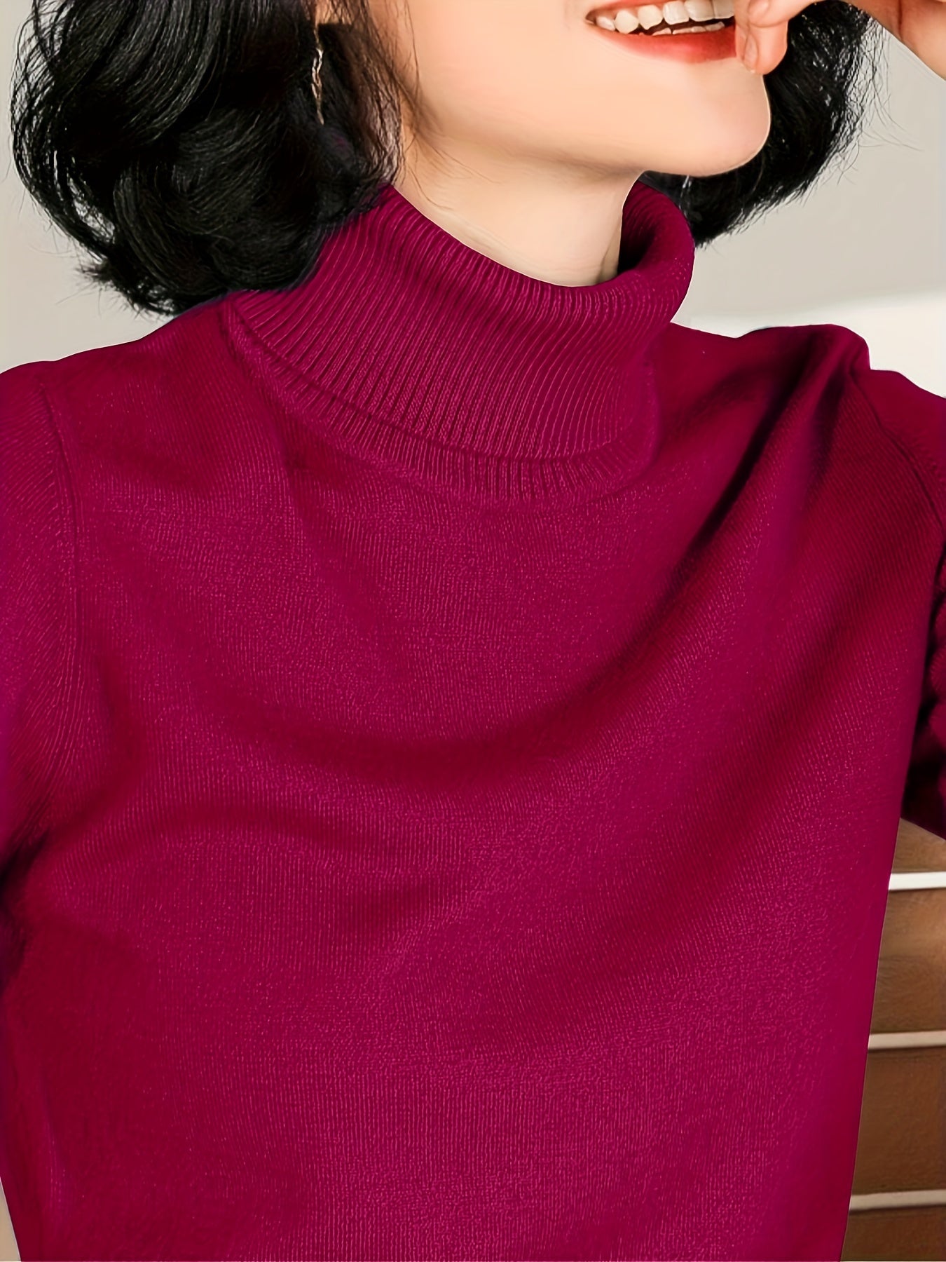 Turtleneck slim sweater for fall & winter, women's clothing