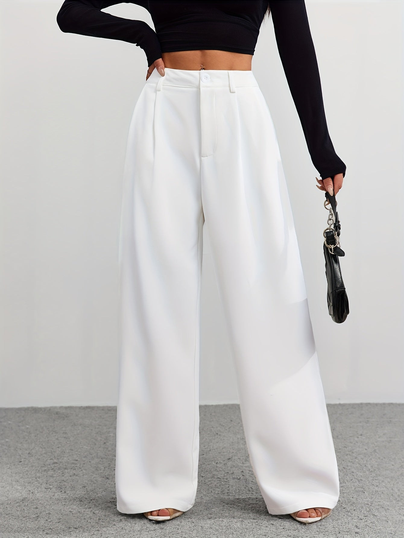 Spring and Summer Women's Casual Straight Long Pants with Waistband.