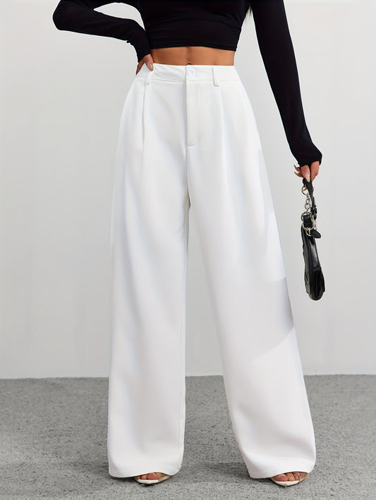 Spring and Summer Women's Casual Straight Long Pants with Waistband.