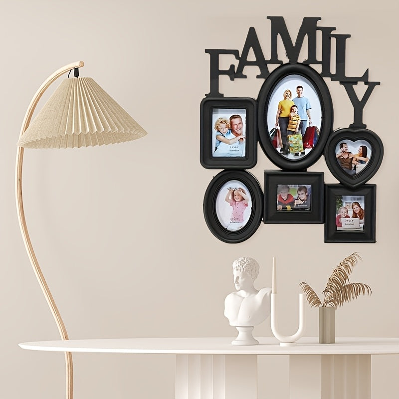 Display cherished memories with this Family Photo Frame Wall Hanging. Holds 6 multi-sized pictures, perfect for decorating your home and makes a great gift for Halloween, Thanksgiving, and Christmas.