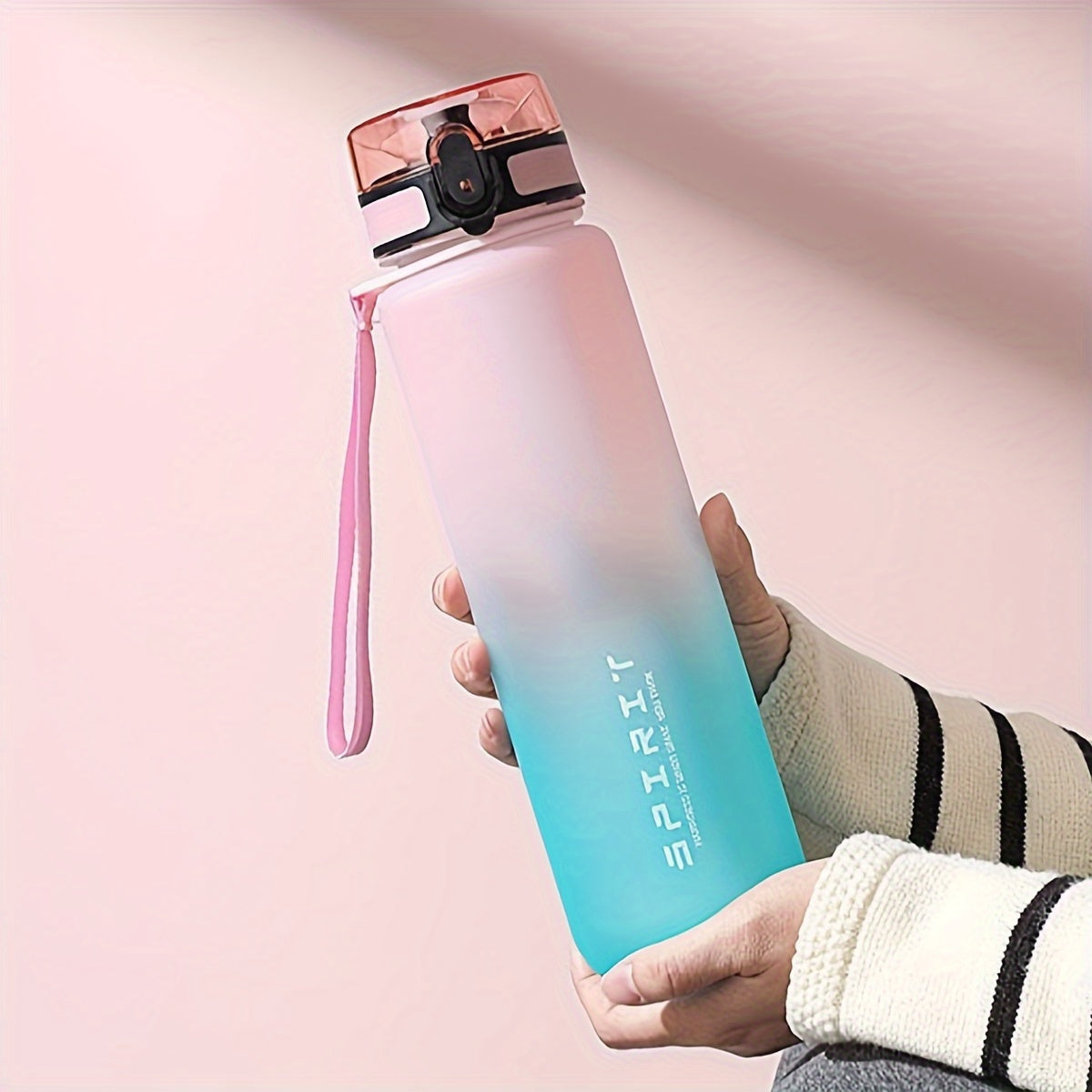 Portable Gradient Sports Water Bottle in 26oz or 10.5oz sizes, leakproof, dishwasher safe for outdoor use.