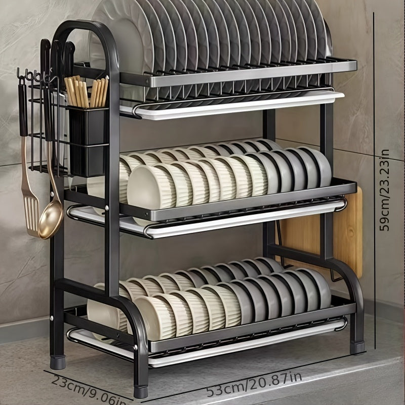 Halloween and Christmas-themed Stainless Steel Kitchen Dish Draining Rack, Tableware Storage, and Multi-functional Household Storage Rack