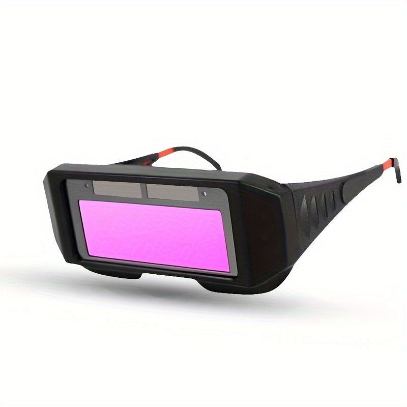 1pc Solar Powered Auto Darkening Welding Goggles for eye protection during welding.