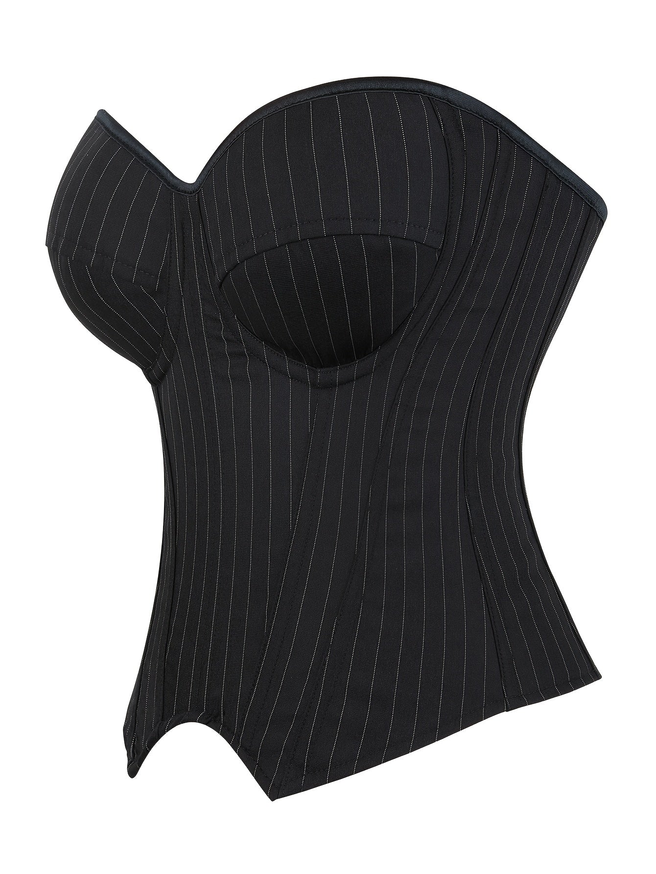 Sophisticated Striped Corset Top for Women with Built-in Bra Cups, Hand Washable.