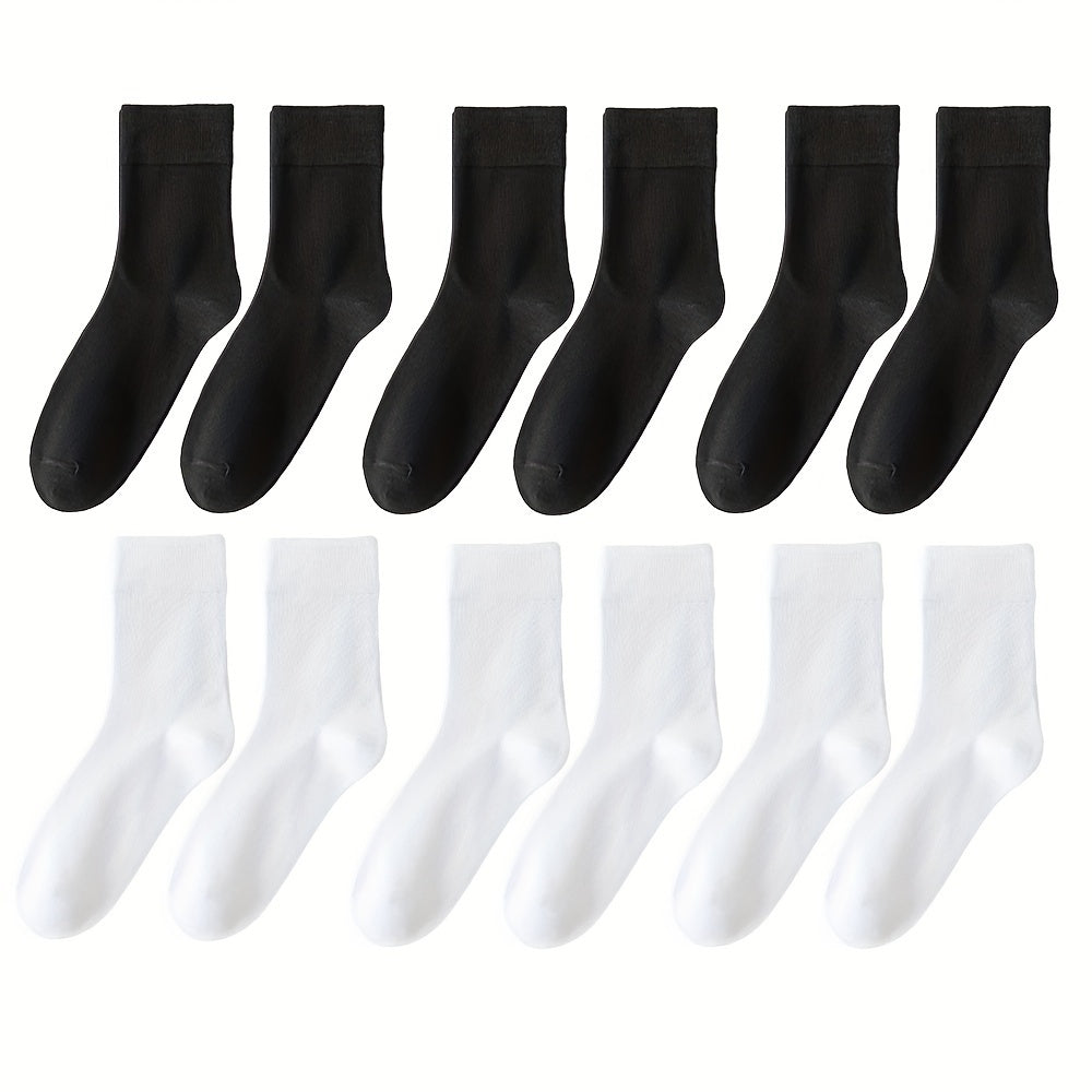 6 pairs of unisex cotton crew socks with loose-mouthed design for breathability and sweat absorption, offering soft and comfortable wear for both men and women. Trendy for business or