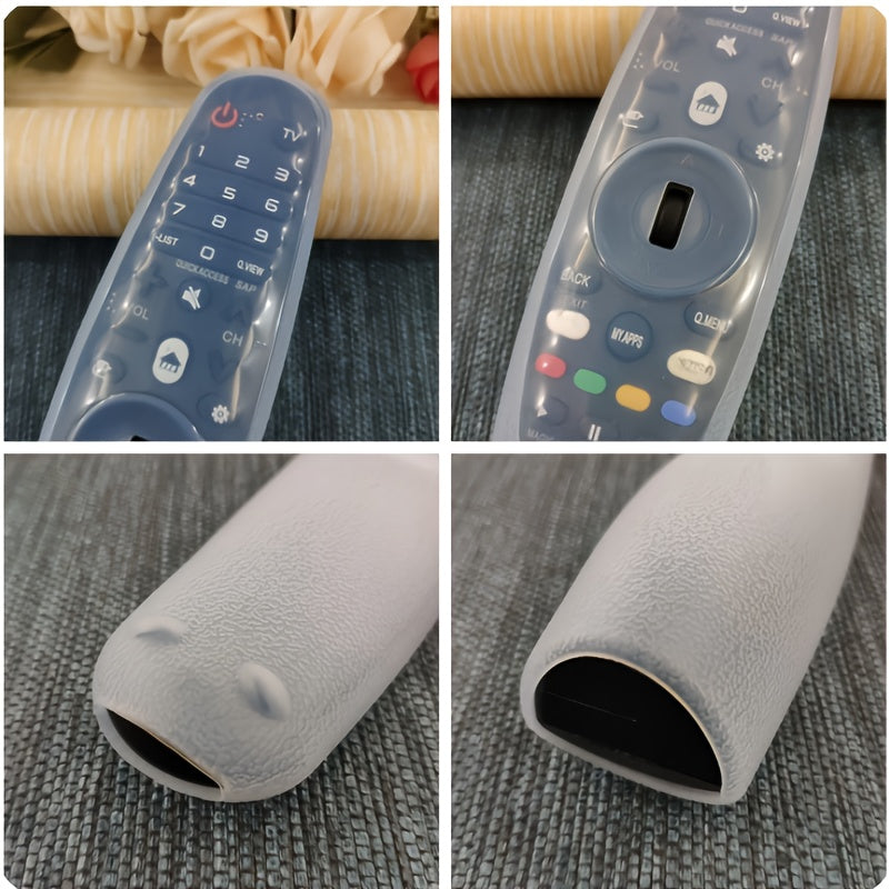 Long-lasting silicone TV remote control case with soft protective cover, anti-drop feature, high-definition transparent design, fits most universal remotes.