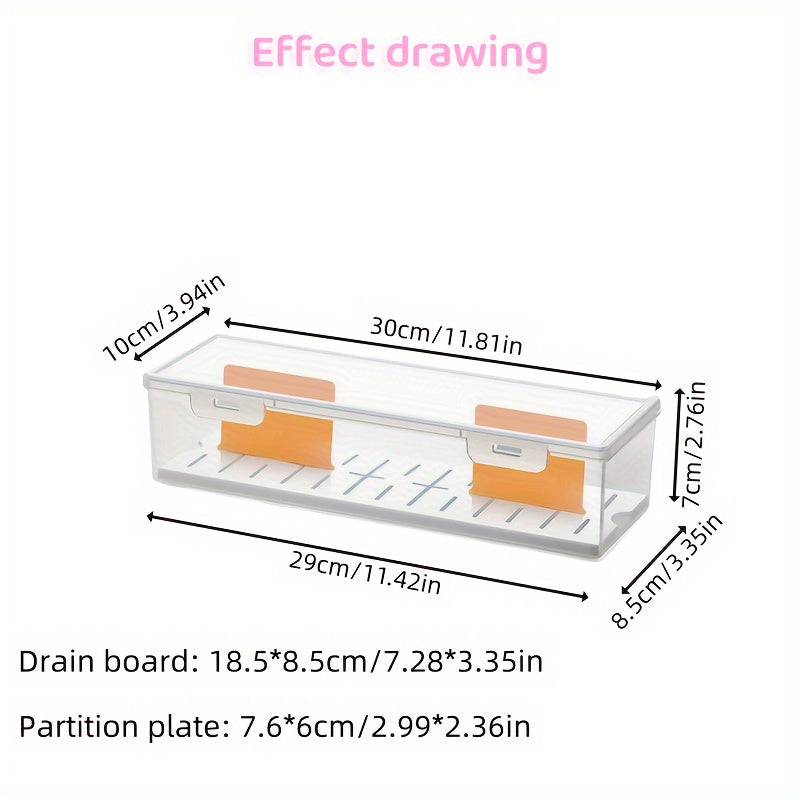 Versatile Clear Plastic Vegetable Storage Box: Ideal for Kitchen Organization, Featuring Drainage and Reusability