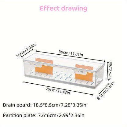 Versatile Clear Plastic Vegetable Storage Box: Ideal for Kitchen Organization, Featuring Drainage and Reusability