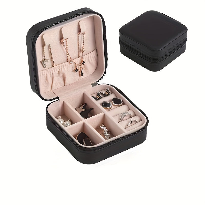 Convenient Travel Jewelry Organizer in Macaroon Color, Sleek and Compact Design for Earrings, Necklaces, Rings