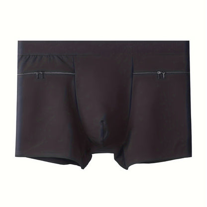 Men's travel underwear with large pockets, square cut, double zipper, and enough space to hide a passport.