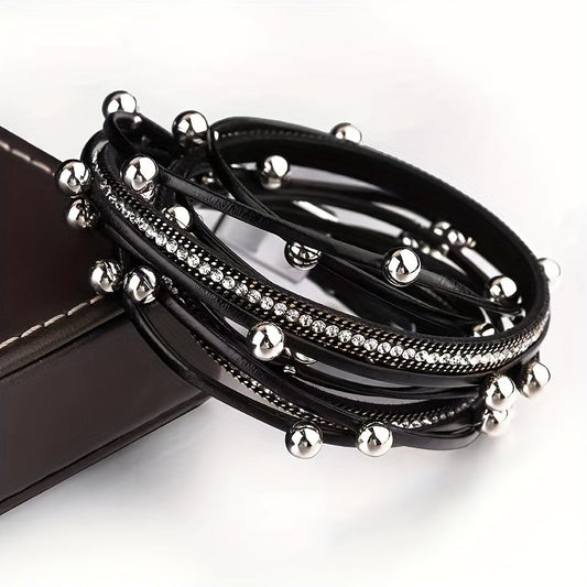 Stylish bracelet for women made with several layers of leather