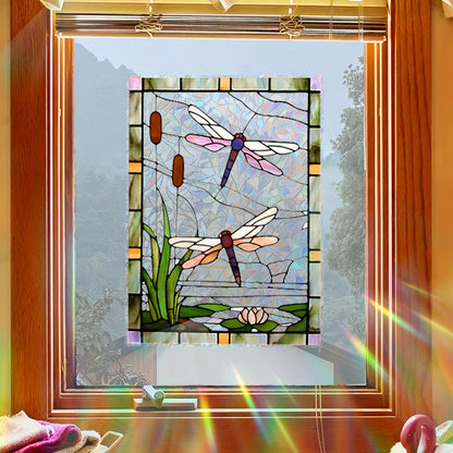 Dragonfly Sun Catcher Electrostatic Window Cling - Reusable PVC Decal for Living Room & Bedroom Glass - Washable